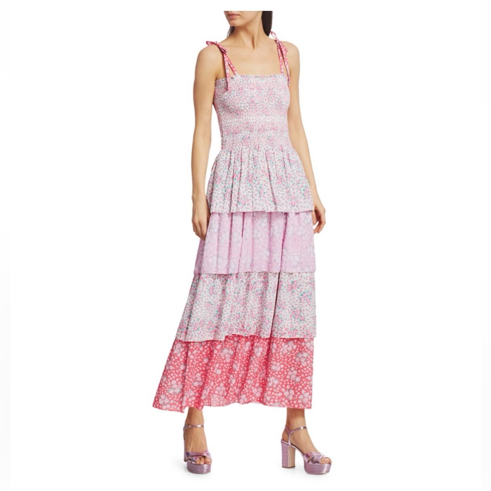 Floral Tiered Maxi Dress with Tie Straps